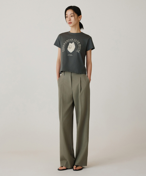 SIYAZU(シヤジュ)の「SITP5265 ポメラニアン 半袖Tシャツ_チャコール(Tシャツ/カットソー・レディース・チャコール・ONE)」の4枚目の写真
