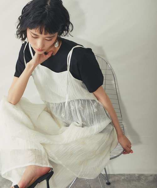 ANOTHER S(アナザーエス)の「【セットアップ対応】小花刺繍キャミワンピース(Tシャツ/カットソー・レディース・ブラック/オフホワイト・M)」の22枚目の写真