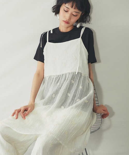 ANOTHER S(アナザーエス)の「【セットアップ対応】小花刺繍キャミワンピース(Tシャツ/カットソー・レディース・ブラック/オフホワイト・M)」の19枚目の写真
