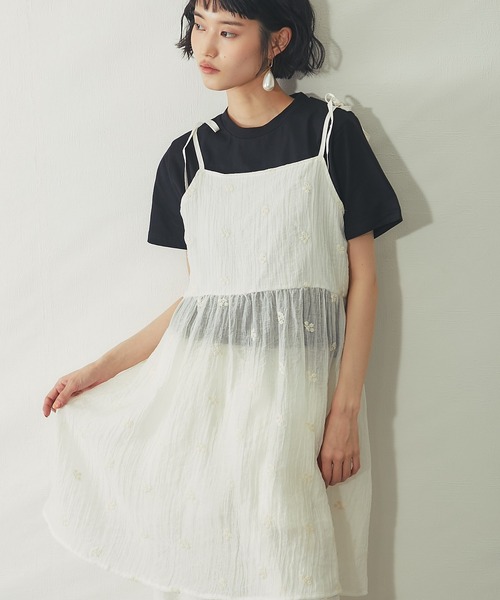 ANOTHER S(アナザーエス)の「【セットアップ対応】小花刺繍キャミワンピース(Tシャツ/カットソー・レディース・ブラック/オフホワイト・M)」の20枚目の写真