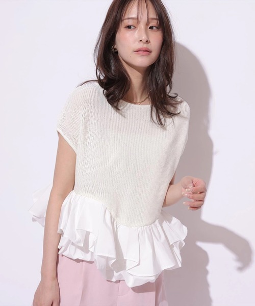 Mystrada（マイストラーダ）の「ボリュームヘムドッキングノースリニット（ニット/セーター・レディース・ピンク/ホワイト/ブラック/グリーン系その他2・38）」の15枚目の写真