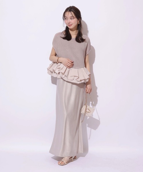 Mystrada（マイストラーダ）の「ボリュームヘムドッキングノースリニット（ニット/セーター・レディース・ピンク/ホワイト/ブラック/グリーン系その他2・38）」の7枚目の写真