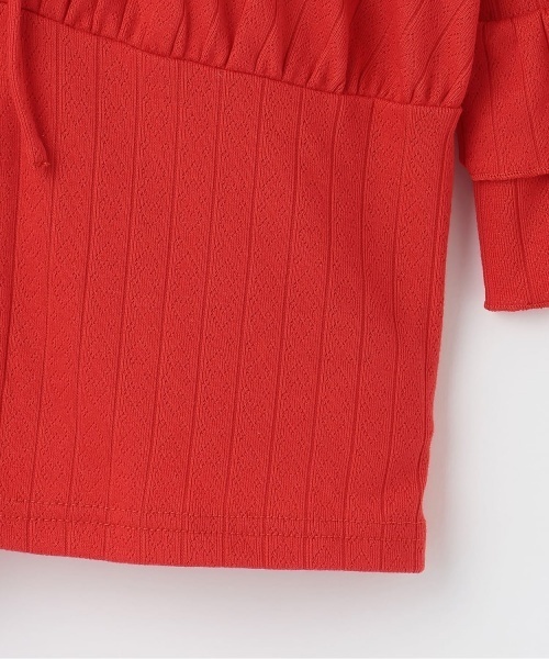 Mi-je(ミジェ)の「フリルスリーブカットカーデセット(Tシャツ/カットソー・レディース・カラフル/レッド・F)」の5枚目の写真