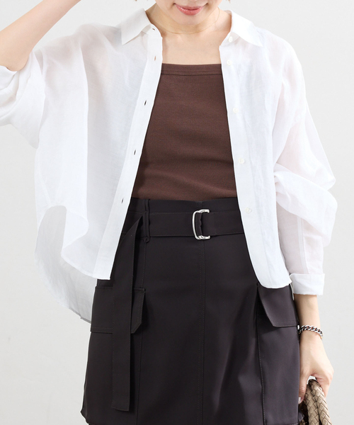 IENA(イエナ)の「《UVカット》テレコストレッチスクエアキャミソール(キャミソール・レディース・ブラウン/ホワイト/ベージュ・FREE)」の9枚目の写真