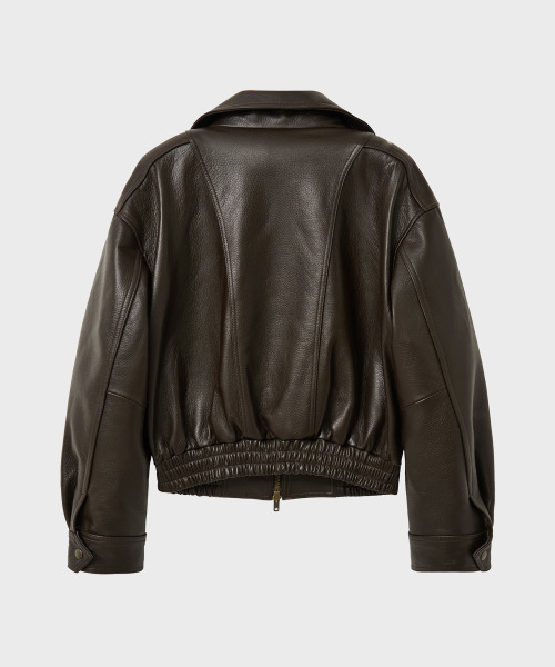 NOIRER(ノイア)の「ゴートスキンハイネックジップアップジャケット(ブラウン)(ライダースジャケット・メンズ・その他・48/50/52)」の3枚目の写真