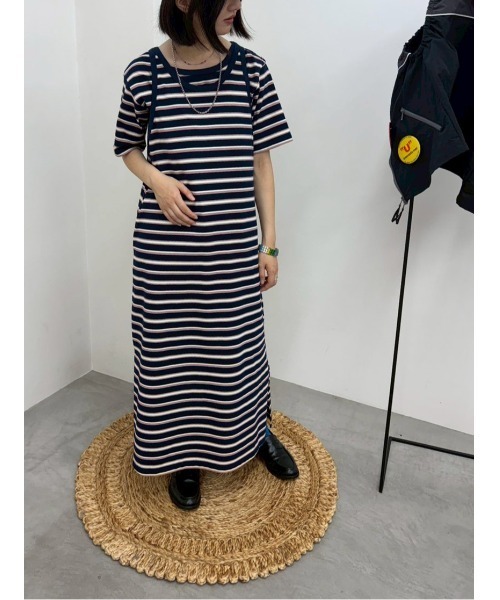 MIDVEIN(ミッドヴェイン)の「Border tanktop dress(ワンピース・レディース・ブラウン/ブラック/ネイビー・FREE)」の1枚目の写真