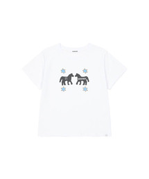 TWIN PONY CROP T-SHIRT, WHITE