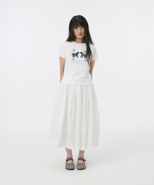 OHESHIO（オヘシオ）の「TWIN PONY CROP T-SHIRT, WHITE（Tシャツ/カットソー・レディース・その他・FREE）」の3枚目の写真