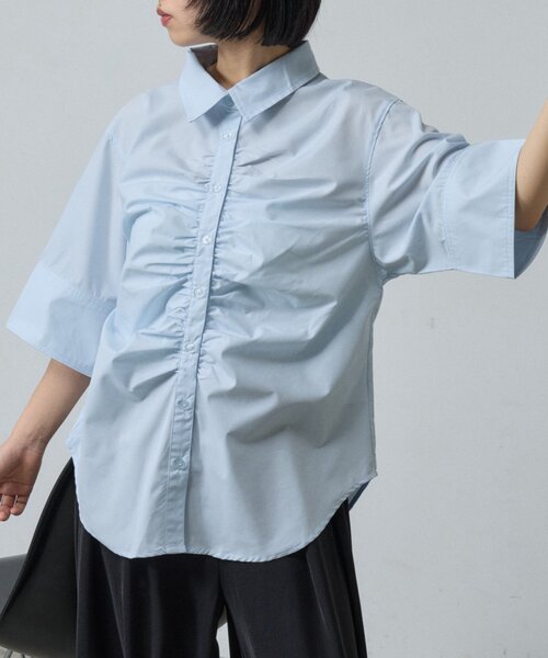 goocy(グーシー)の「フロントギャザーシャツ(シャツ/ブラウス・レディース・ブラック系その他/ブラウン/ホワイト/ブルー系その他/ブラック・FREE)」の5枚目の写真