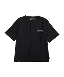 THRASHER (スラッシャー) ヘンリーネック Tシャツ 半袖 ロゴ刺繍 リブ編み ボックスシルエット ユニセックス