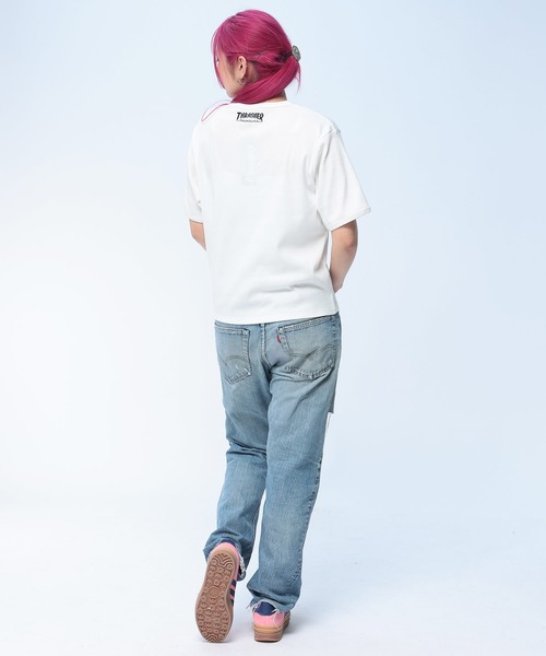 THRASHER(スラッシャー)の「THRASHER (スラッシャー) ヘンリーネック Tシャツ 半袖 ロゴ刺繍 リブ編み ボックスシルエット ユニセックス(Tシャツ/カットソー・メンズ・ホワイト/ブラック/グレー・L/M)」の5枚目の写真