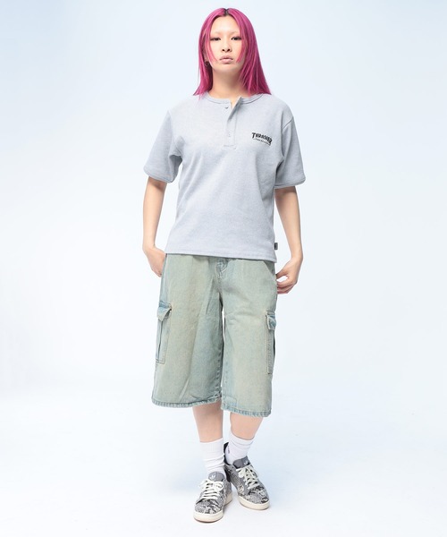 THRASHER(スラッシャー)の「THRASHER (スラッシャー) ヘンリーネック Tシャツ 半袖 ロゴ刺繍 リブ編み ボックスシルエット ユニセックス(Tシャツ/カットソー・メンズ・ホワイト/ブラック/グレー・L/M)」の10枚目の写真