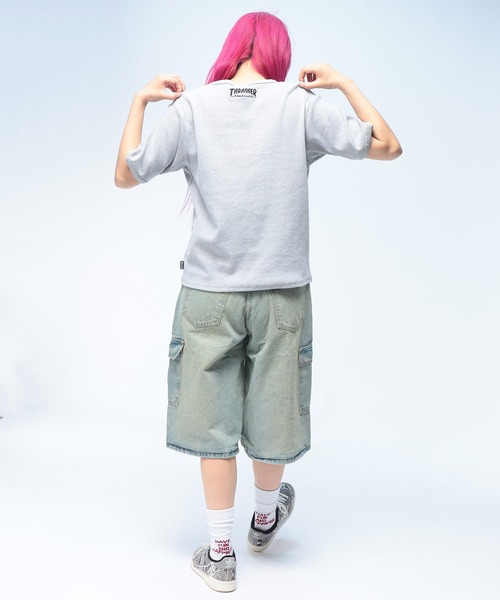 THRASHER(スラッシャー)の「THRASHER (スラッシャー) ヘンリーネック Tシャツ 半袖 ロゴ刺繍 リブ編み ボックスシルエット ユニセックス(Tシャツ/カットソー・メンズ・ホワイト/ブラック/グレー・L/M)」の11枚目の写真