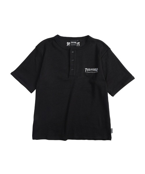 THRASHER(スラッシャー)の「THRASHER (スラッシャー) ヘンリーネック Tシャツ 半袖 ロゴ刺繍 リブ編み ボックスシルエット ユニセックス(Tシャツ/カットソー・メンズ・ホワイト/ブラック/グレー・L/M)」の8枚目の写真