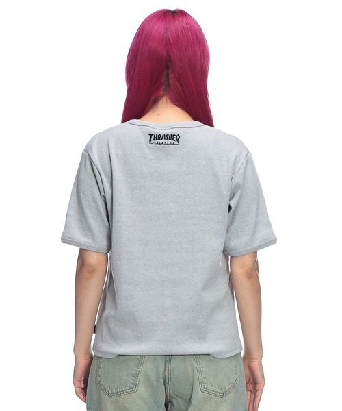THRASHER(スラッシャー)の「THRASHER (スラッシャー) ヘンリーネック Tシャツ 半袖 ロゴ刺繍 リブ編み ボックスシルエット ユニセックス(Tシャツ/カットソー・メンズ・ホワイト/ブラック/グレー・L/M)」の15枚目の写真