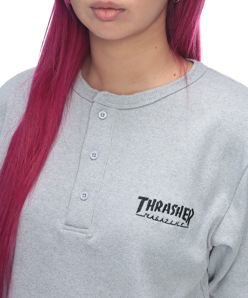THRASHER(スラッシャー)の「THRASHER (スラッシャー) ヘンリーネック Tシャツ 半袖 ロゴ刺繍 リブ編み ボックスシルエット ユニセックス(Tシャツ/カットソー・メンズ・ホワイト/ブラック/グレー・L/M)」の16枚目の写真