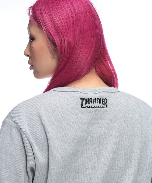 THRASHER(スラッシャー)の「THRASHER (スラッシャー) ヘンリーネック Tシャツ 半袖 ロゴ刺繍 リブ編み ボックスシルエット ユニセックス(Tシャツ/カットソー・メンズ・ホワイト/ブラック/グレー・L/M)」の17枚目の写真