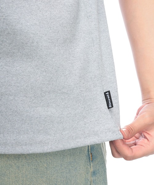 THRASHER(スラッシャー)の「THRASHER (スラッシャー) ヘンリーネック Tシャツ 半袖 ロゴ刺繍 リブ編み ボックスシルエット ユニセックス(Tシャツ/カットソー・メンズ・ホワイト/ブラック/グレー・L/M)」の19枚目の写真