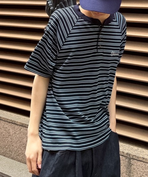 kutir(クティール)の「HENLEY NECK ASSORTED RAGLAN SHORT SLEEVE THERMAL/ヘンリーネックアソートラグラン半袖サーマル(Tシャツ/カットソー・メンズ・ブラック/カーキ/杢グレー/ブラック系1/ネイビー/ブラック系・MEDIUM/LARGE)」の6枚目の写真