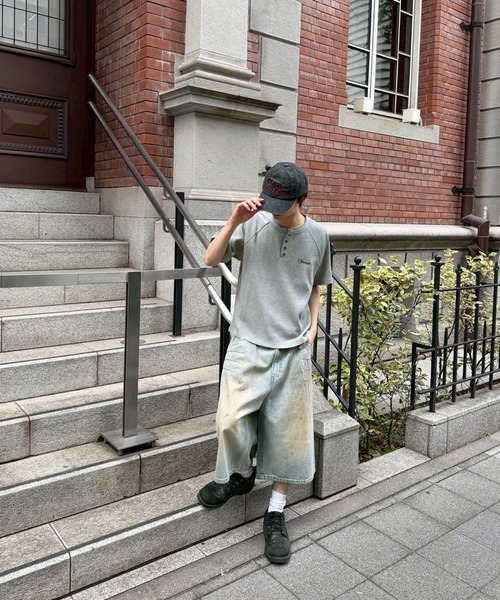 kutir(クティール)の「HENLEY NECK ASSORTED RAGLAN SHORT SLEEVE THERMAL/ヘンリーネックアソートラグラン半袖サーマル(Tシャツ/カットソー・メンズ・ブラック/カーキ/杢グレー/ブラック系1/ネイビー/ブラック系・MEDIUM/LARGE)」の10枚目の写真