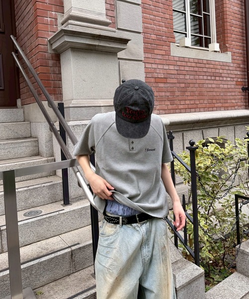 kutir(クティール)の「HENLEY NECK ASSORTED RAGLAN SHORT SLEEVE THERMAL/ヘンリーネックアソートラグラン半袖サーマル(Tシャツ/カットソー・メンズ・ブラック/カーキ/杢グレー/ブラック系1/ネイビー/ブラック系・MEDIUM/LARGE)」の9枚目の写真