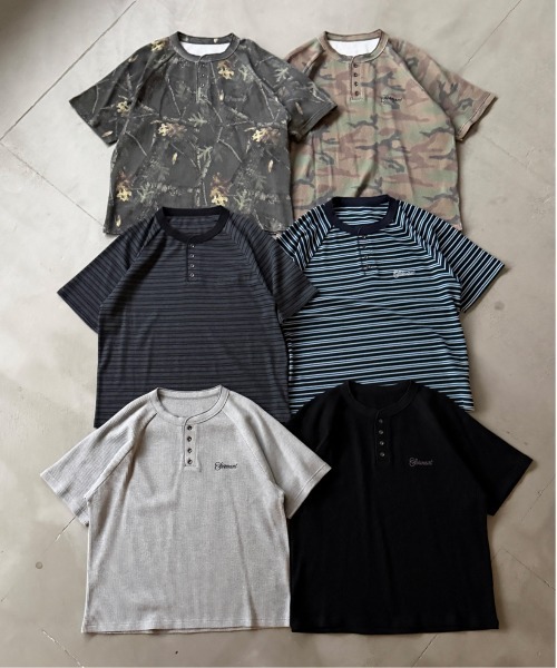 kutir(クティール)の「HENLEY NECK ASSORTED RAGLAN SHORT SLEEVE THERMAL/ヘンリーネックアソートラグラン半袖サーマル(Tシャツ/カットソー・メンズ・ブラック/カーキ/杢グレー/ブラック系1/ネイビー/ブラック系・MEDIUM/LARGE)」の13枚目の写真