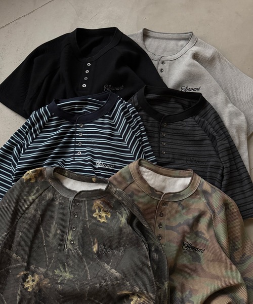 kutir(クティール)の「HENLEY NECK ASSORTED RAGLAN SHORT SLEEVE THERMAL/ヘンリーネックアソートラグラン半袖サーマル(Tシャツ/カットソー・メンズ・ブラック/カーキ/杢グレー/ブラック系1/ネイビー/ブラック系・MEDIUM/LARGE)」の14枚目の写真