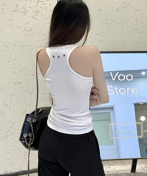 meJane(ミージェーン)の「アイレットタンクトップ(タンクトップ・レディース・ホワイト/ブラック・FREE)」の8枚目の写真