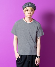 a.p.o.v. クロップド丈オーバーサイズマイクロボーダーTシャツ