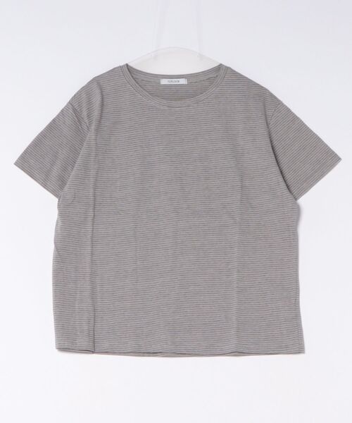 a.p.o.v.(エーピーオービー)の「a.p.o.v. クロップド丈オーバーサイズマイクロボーダーTシャツ(Tシャツ/カットソー・メンズ・グレー/ブラック/レッド・ONESIZE)」の10枚目の写真