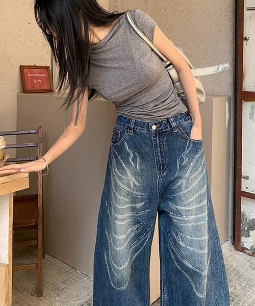 Girly Doll(ガーリードール)の「リボンディティールサイドギャザーTシャツ(Tシャツ/カットソー・レディース・グレー/ホワイト/ブラック・F)」の7枚目の写真