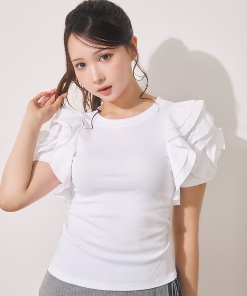 Noelie（ノエリー）の「ローズギャザースリーブTee（Tシャツ/カットソー・レディース・ホワイト/ブラック・FREE）」の10枚目の写真