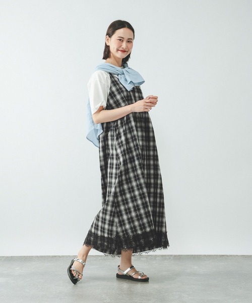 GLOBAL WORK(グローバルワーク)の「チェックキャミワンピース/678432(ワンピース・レディース・ダークブラウン/ブラック/イエロー系その他4・LARGE/MEDIUM)」の1枚目の写真