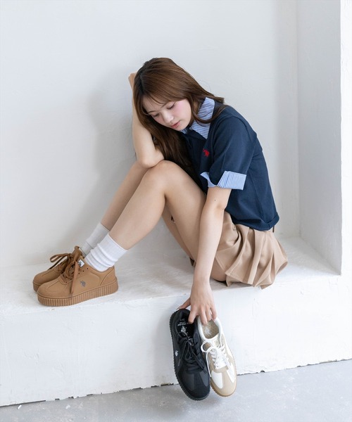 U.S. POLO ASSN.（ユーエスポロアッスン）の「【U.S. POLO ASSN.】clear 厚底スニーカー（スニーカー・レディース・キャメル/ホワイト系その他/ブラック・M/L）」の16枚目の写真