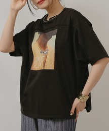 ビジュー付プリントメローT