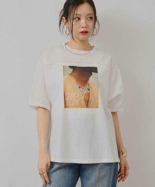 palm RICHE(ポームリシュ)の「ビジュー付プリントメローT(Tシャツ/カットソー・レディース・ホワイト/パープル系その他/ブラック・M)」の10枚目の写真