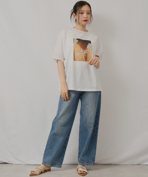 palm RICHE(ポームリシュ)の「ビジュー付プリントメローT(Tシャツ/カットソー・レディース・ホワイト/パープル系その他/ブラック・M)」の11枚目の写真