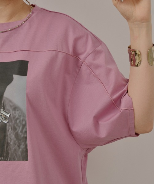 palm RICHE(ポームリシュ)の「ビジュー付プリントメローT(Tシャツ/カットソー・レディース・ホワイト/パープル系その他/ブラック・M)」の22枚目の写真