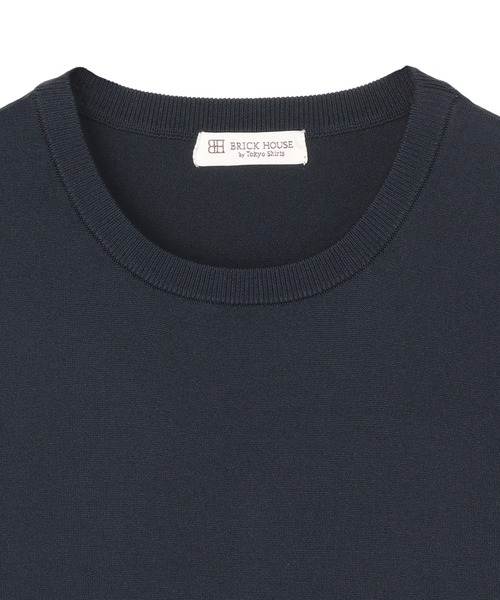 TOKYO SHIRTS（トウキョウシャツ）の「ドライレーヨン 半袖 袖透かしプルオーバー（ニット/セーター・レディース・ネイビー/ブルー・L/M/LL）」の5枚目の写真