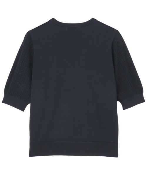 TOKYO SHIRTS（トウキョウシャツ）の「ドライレーヨン 半袖 袖透かしプルオーバー（ニット/セーター・レディース・ネイビー/ブルー・L/M/LL）」の4枚目の写真