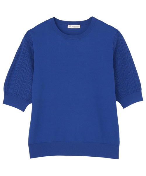 TOKYO SHIRTS（トウキョウシャツ）の「ドライレーヨン 半袖 袖透かしプルオーバー（ニット/セーター・レディース・ネイビー/ブルー・L/M/LL）」の8枚目の写真