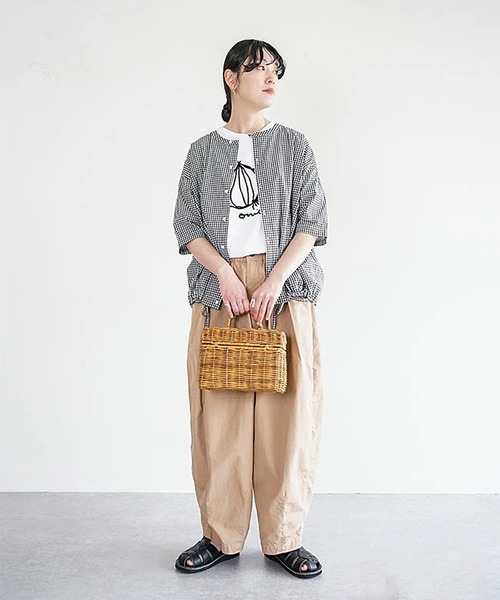 solamonat poche(ソラモナポッシェ)の「ギンガムストライプ5分袖シャツカーデ(シャツ/ブラウス・レディース・チェック/ブラック/ストライプ・2)」の6枚目の写真