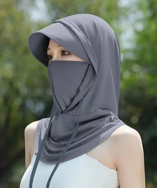 Ritzy(リッツィー)の「日焼け対策 サンバイザー付き 一体型フェイス ネックガード(サンバイザー・レディース・ブラック/グレー/ライトグレー・FREE)」の3枚目の写真
