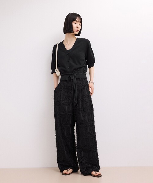 ADAM ET ROPE'(アダムエロペ)の「【WEB限定】フリンジジャガードパンツ(その他パンツ・レディース・ブラウン系その他/ブラック/ホワイト・36/38)」の4枚目の写真