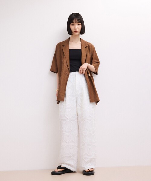 ADAM ET ROPE'(アダムエロペ)の「【WEB限定】フリンジジャガードパンツ(その他パンツ・レディース・ブラウン系その他/ブラック/ホワイト・36/38)」の5枚目の写真