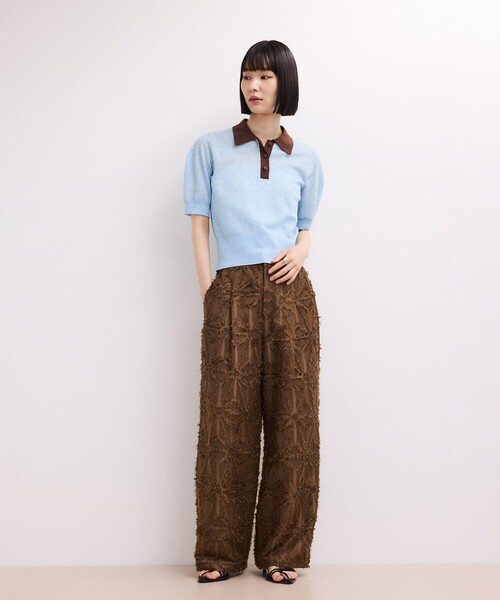 ADAM ET ROPE'(アダムエロペ)の「【WEB限定】フリンジジャガードパンツ(その他パンツ・レディース・ブラウン系その他/ブラック/ホワイト・36/38)」の7枚目の写真