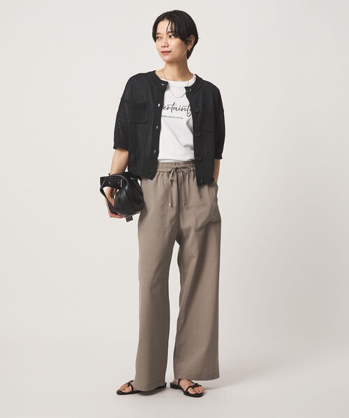 green label relaxing(グリーンレーベルリラクシング)の「ハーフスリーブ ニット カーディガン(カーディガン/ボレロ・レディース・ブラウン/ブラック・FREE)」の8枚目の写真