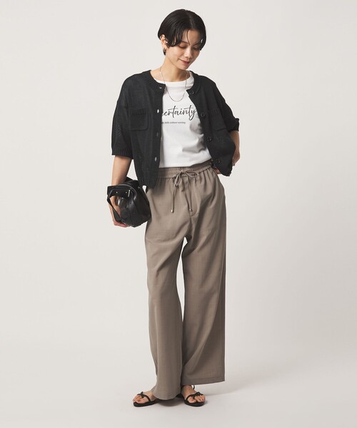 green label relaxing(グリーンレーベルリラクシング)の「ハーフスリーブ ニット カーディガン(カーディガン/ボレロ・レディース・ブラウン/ブラック・FREE)」の9枚目の写真