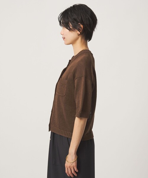 green label relaxing(グリーンレーベルリラクシング)の「ハーフスリーブ ニット カーディガン(カーディガン/ボレロ・レディース・ブラウン/ブラック・FREE)」の11枚目の写真