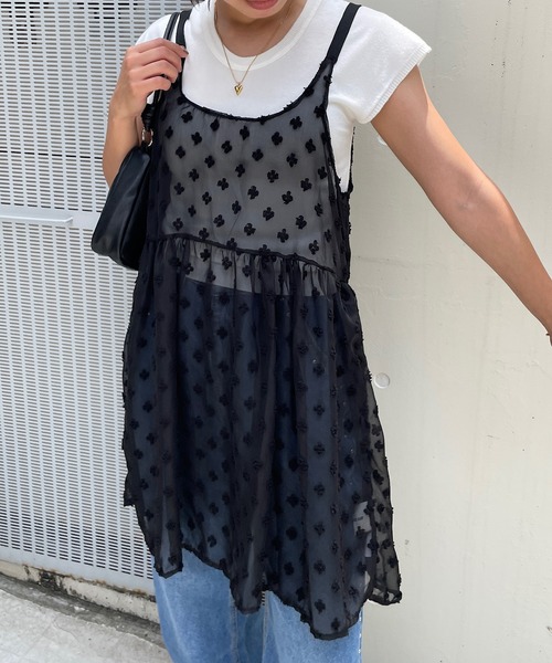ROGER AND RAW(ロジャーアンドロウ)の「花柄ジャガード シアーキャミチュニック(キャミソール・レディース・ホワイト/ブラック・FREE)」の16枚目の写真